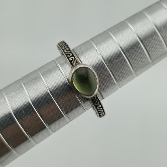 Bask ring sterling silver peridot cabochon band 925 Artisan Stackable 5.75 - Picture 1 of 9